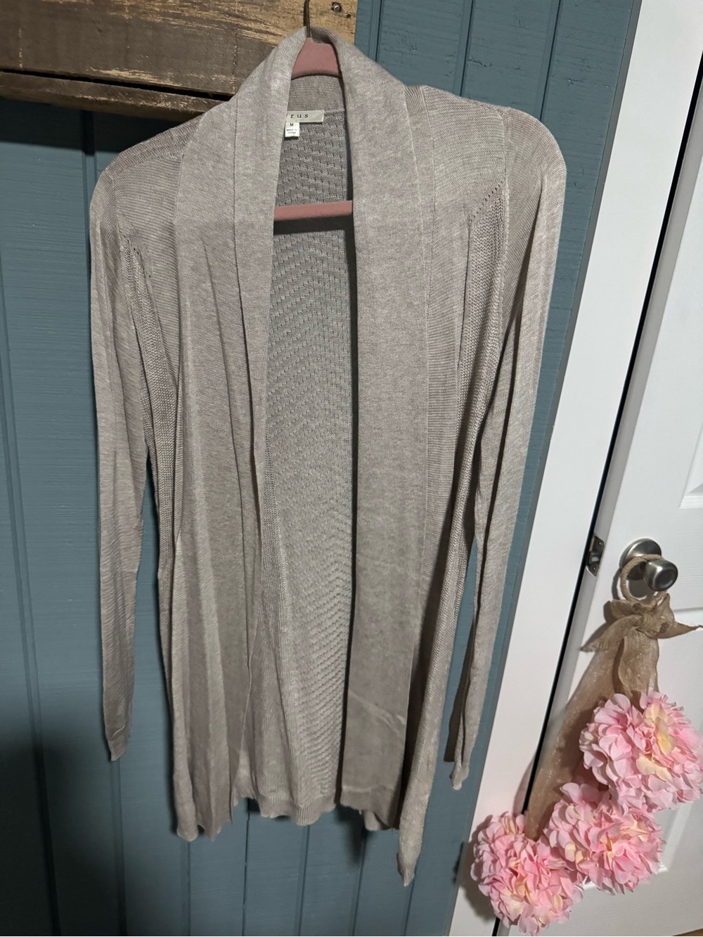 Cyrus Light Taupe Open-Front Women's Cardigan